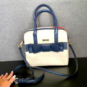 Kate Spade Cream/Navy Leather Bag with Bow